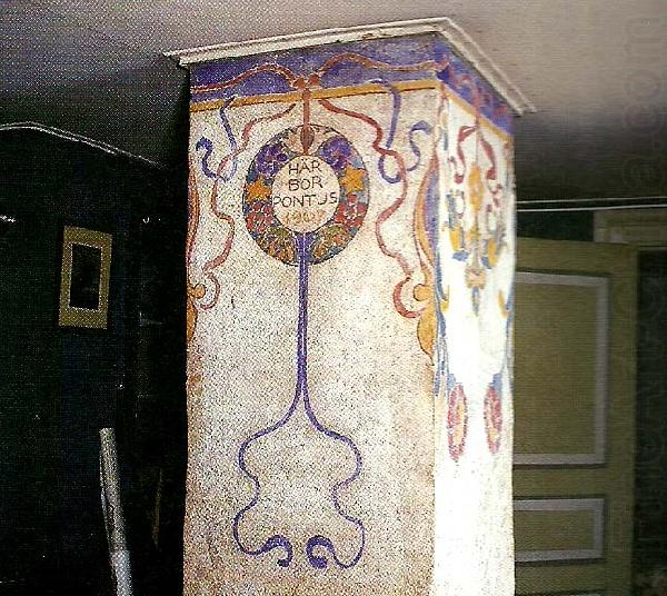 dekorativ utsmyckning pa skorstensstock pa spadarvet, Carl Larsson